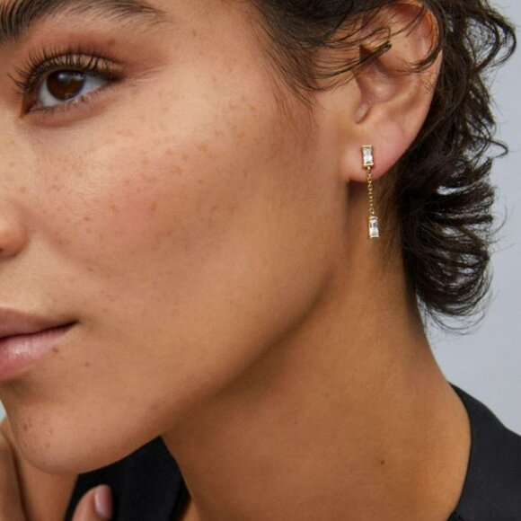 Kendra Scott Juliette Silver Crystal Drop Earrings NWT - Picture 5 of 5